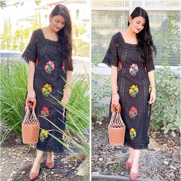 Christy Dawn Handmade Floral Embroidered Simone Maxi Dress in Noir Embroidery - Picture 6 of 15